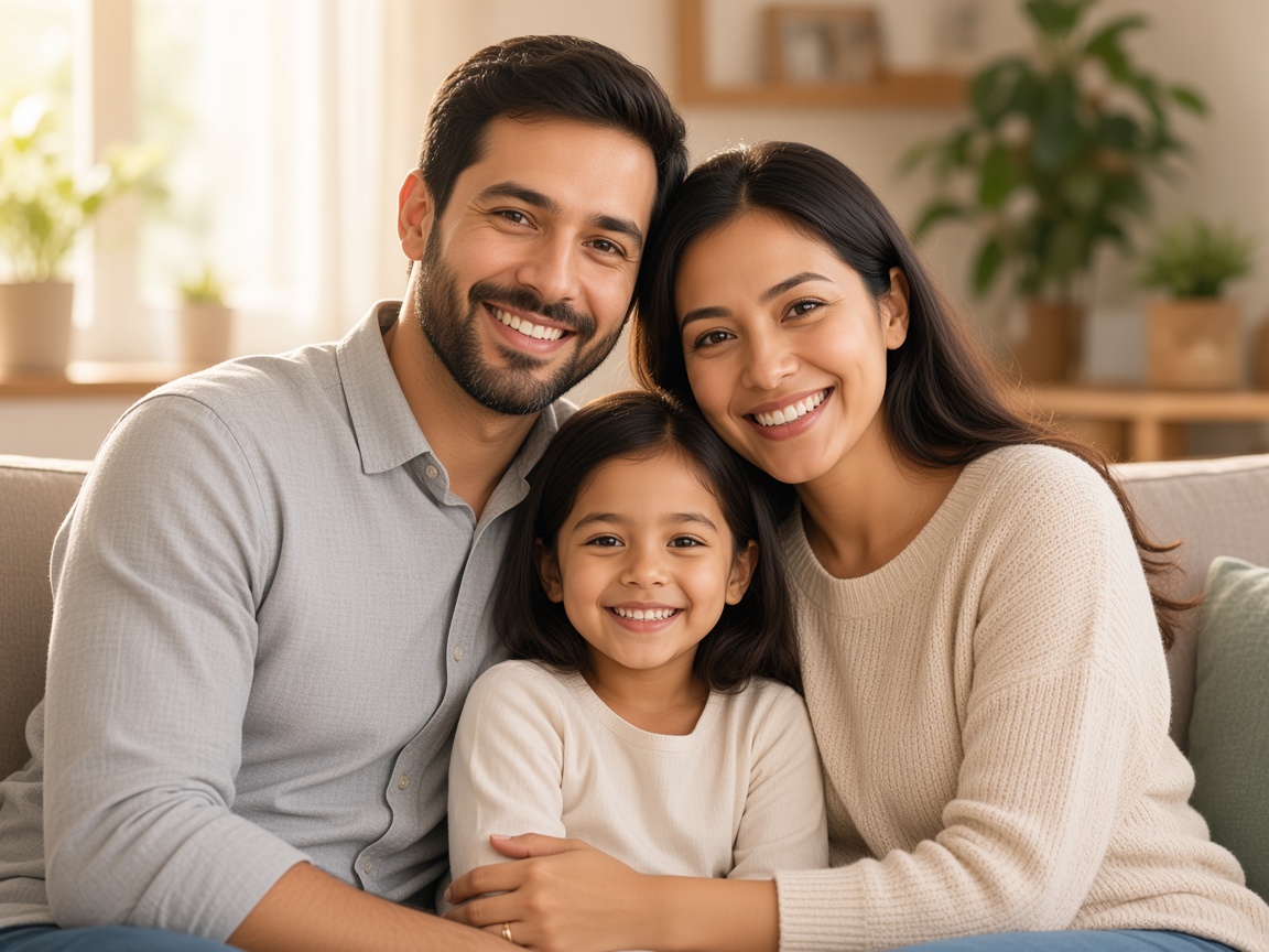 A smiling family together